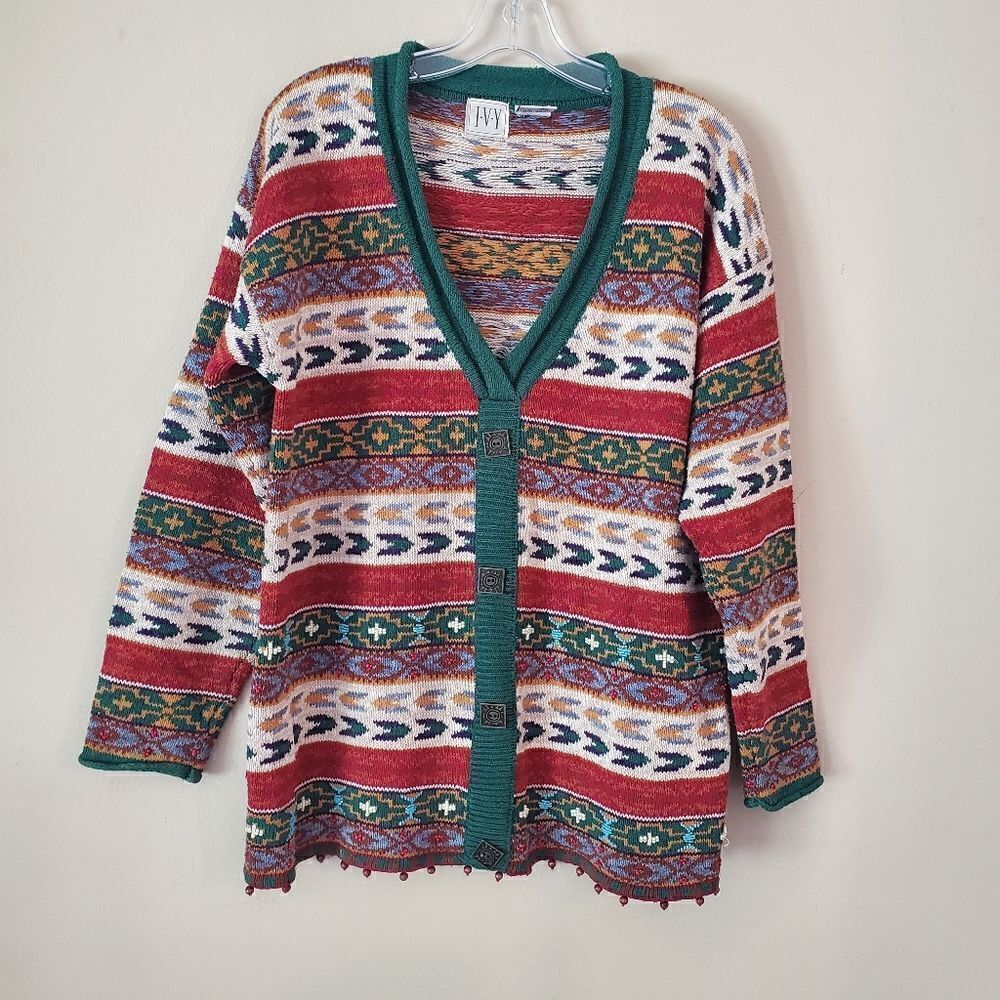 Vintage I.V.Y Western Silk Blend Women's Sweater Size‎  Medium